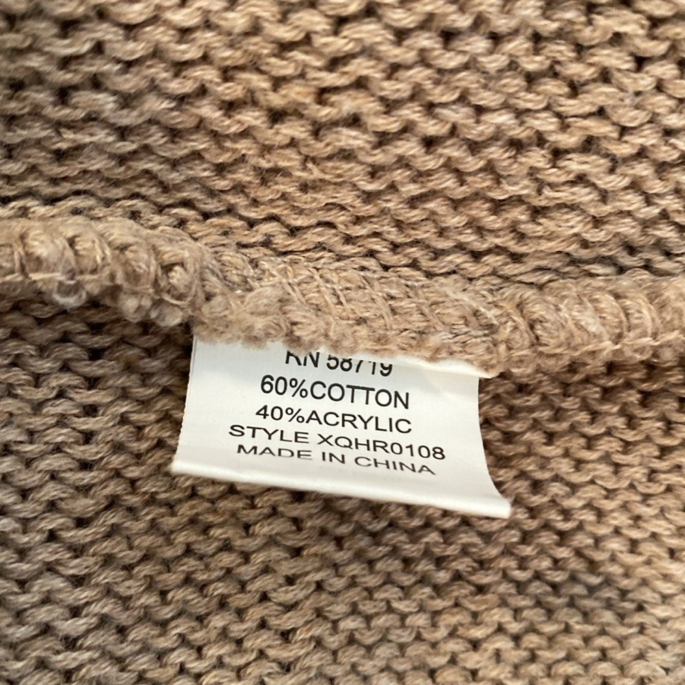 NY Collection camel cotton blend open mixed chunky knit cardigan sweater… - Picture 10 of 10